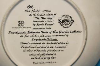 Lt.  Ed.  Edwin Knowles BIRDS OF YOUR GARDEN Plate THE BLUE JAY,  Kevin Daniel 3