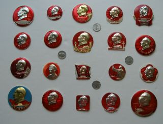 20 Large Mao Badges 4.  5 - 7.  5 Cm From 1960s/1970s China Cultural Revolution Pins