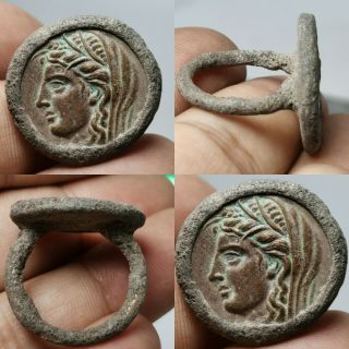 Unique Brass Ring Ancient Roman Bronze Coin 65