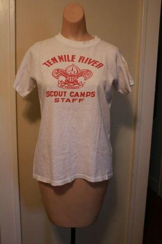 Vintage Cotton Boy Scout T - Shirt Ten Mile River Scout Camps Staff