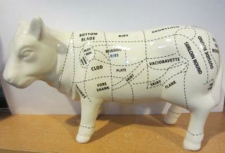 Ceramic Cow Figurine Cuts Of Meat - Beef Diagram