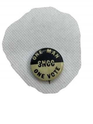 1960s Sncc Vintage Pinback Button Civil Rights Black Power One Man One Vote