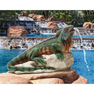 Reptile Water Spitter Lizard Piped Statue Pool Fountain Yard Home Garden Decor
