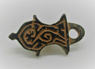 DETECTOR FINDS ANCIENT VIKING BRONZE AMULET WITH DRAGON MOTIFS WEARABLE 2