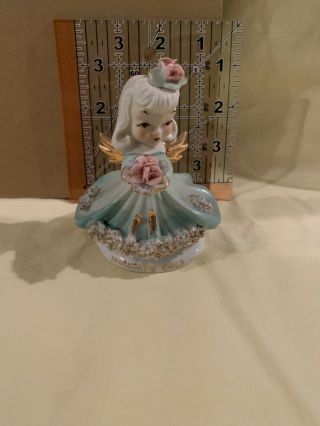 Vintage Lefton China Hand Painted K8281 Thursdays Child Angel With Wings