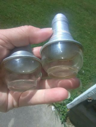 Vintage Clear Glass Bottom,  Aluminum Tops Salt and Pepper Shakers 2