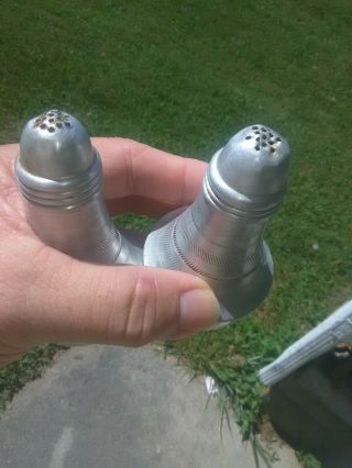 Vintage Clear Glass Bottom,  Aluminum Tops Salt and Pepper Shakers 3