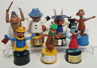 Vintage Set Of 7 Hanna Barbera Kohner Push Puppets Figures
