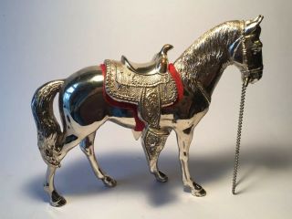 Carnival Horse,  Solid Metal,  Chrome Plated With Removable Saddle,  6 7/8’ Tall