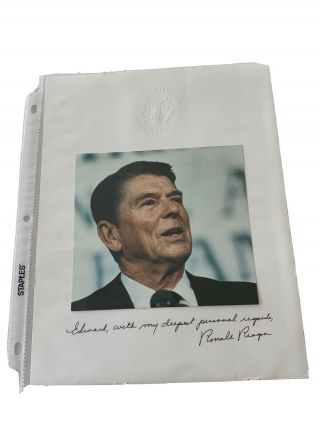 Signed 8 " X 10” President Ronald Reagan Republican Presidential Task Force