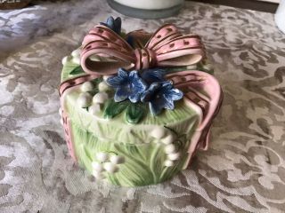 Fitz And Floyd Lily Of The Valley Bow Trinket Box