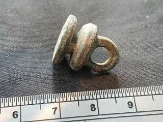 Very Rare Roman Military Heavy Duty Bronze Button Toggle From A Fort Site In Uk