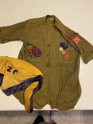 Vintage 1940’s Boy Scout Uniform Birminghsm Al Troop 20 Small To Medium Size