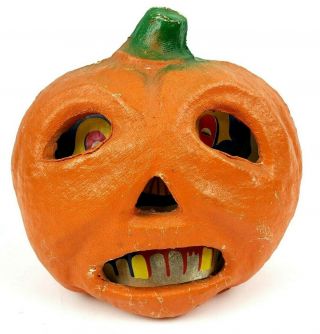 Vintage Halloween Pumpkin Pulp Paper Mache Jack - O - Lantern Paper Insert 6 - 1/4 " H