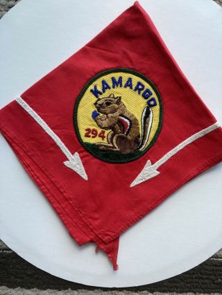 Boy Scout Oa Kamargo Lodge 294 Neckerchief Embroidered Arrows 1960’s