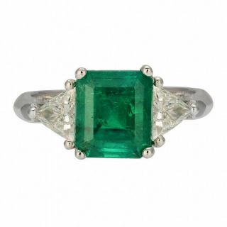 Art Deco 5.  77 Ct Emerald Green Antique Vintage 925 Sterling Silver Wedding Ring