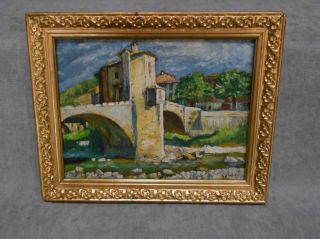 1940s French Antique Oil Painting On Panel Signed Remore