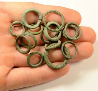 Ancient Celtic Proto Money 14 Bronze Rings 