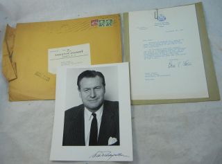 Nelson Rockefeller Autograph Signed 8x10 Photo York Governor W Letter 1959