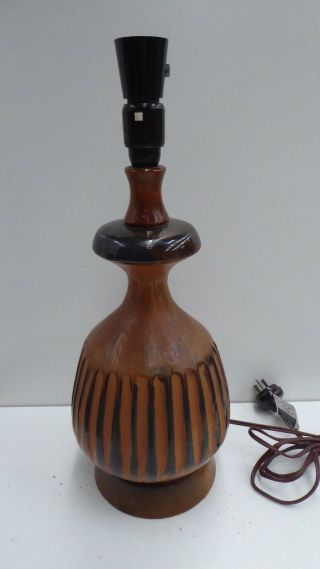 Vintage Ellis Australian Pottery Mid Century Modern Timber Ceramic Lamp Base