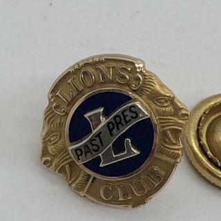 Vintage Lions Club International Lapel Pin - Past President - 10k Solid Gold