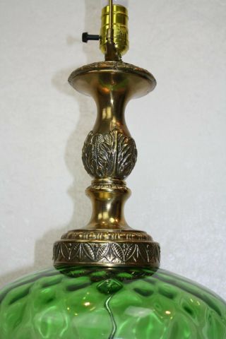 Mid Century Modern Green Glass Globe Lamp Antique Vintage Table Lamp 3