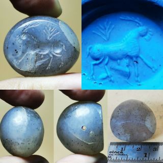 Roman Old Chalcedony Agate Intaglio Stone Bead 50
