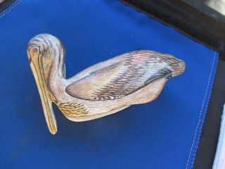 Vintage Enamel Pelican Box,  Amethyst Eyes,  Pelican Bird Trinket Box