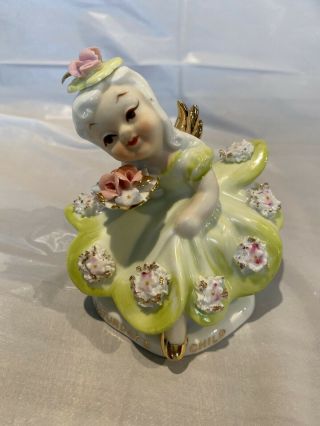 Vintage Lefton China Hand Painted K8281 Saturdays Child Angel With Wings