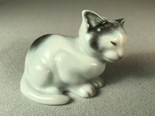 Vintage Rosenthal Germany Porcelain Figurine Of A Sleeping Cat,  C.  1952
