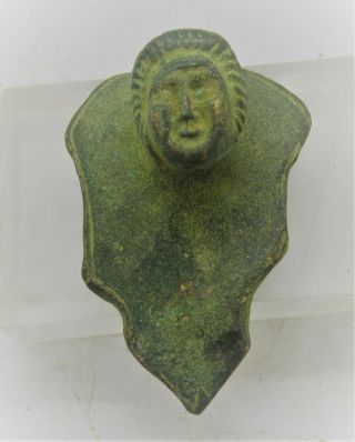 European Finds Ancient Roman Bronze Plaque Fragment With Protruding Male Face