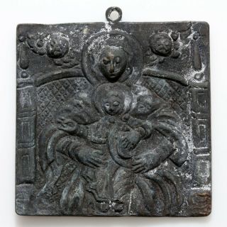 Very Rare Medieval Greek Bronze Christian Icon Pendant Circa 1500 Ad