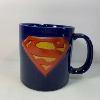 Superman Coffee Mug Royal Blue 3d Emblem Logo 24 Oz Large Dc Comics