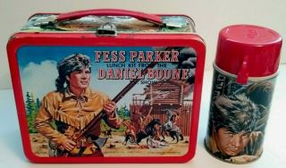 Vintage Fess Parker Daniel Boone Tv Show Lunchbox W/ Thermos 1965