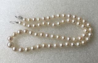 VINTAGE 9 To 6 Mm Salt Water Akoya Pearl 19”long 14 K Gold Necklace. 2