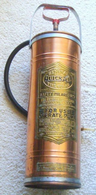 Vintage General Quick Aid A - 704 Copper Fire Guard Extinguisher Pump (inv493)
