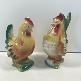 Mid Century Royal Windsor Copley Art Pottery Rooster & Hen Chicken Figurines