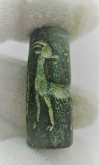 UNRESEARCHED ANCIENT NEAR EASTERN BRONZE SEAL PENDANT WITH ANIMAL IMPRESSIONS 2