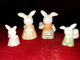 Vintage Homco Set of 4 EASTER BUNNY FAMILY Figurines 1484 Retired Rabbits EUC 3