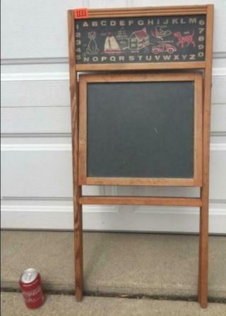 Vintage Childs Wooden Folding Easel Chalkboard Desk