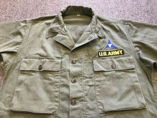 VTG 40s WW2 US Army Military III Corps HBT Utility Fatigue Shirt Jacket OD 40 3