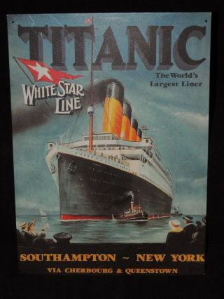 Titanic White Star Line Metal Tin Sign Or Wall Art Retro Poster -