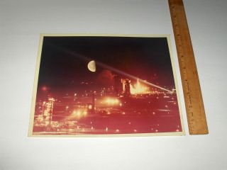 Vintage Nasa Iconic Apollo Era Saturn Rocket Night Launch A Kodak Color Photo