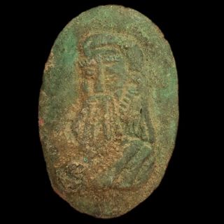 Rare Roman Period Bronze AppliquÉ With A Male Bust - 200 - 400 Ad (3)