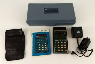 Vintage Hewlett Packard Hp 35 Led Calculator W/power Supply -