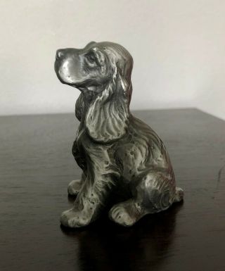 Rare Vintage Hudson Fine Pewter Sitting Cocker Spaniel Puppy Dog Figurine Statue