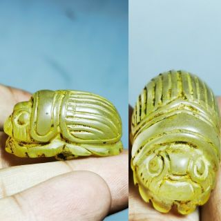 Very Old Ancient Unique Egyptian Crystal Stone Scarab Amulet 48