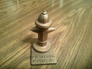 Mini Brass Fire Hydrant Paperweight With Base - Mueller Company Decatur,  Illinois