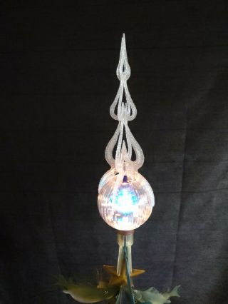 Vintage Merry Glow Christmas Electric Rotating Ornament Tree Topper 1970s