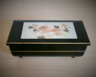 Vintage Music Jewelry Box Black Lacquer Westland Co Plays “a Maiden’s Prayer”